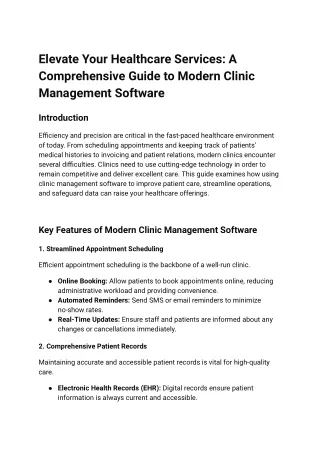 Elevate Your Healthcare Services_ A Comprehensive Guide to Modern Clinic Management Software