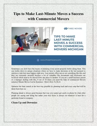 Tips to Make Last-Minute Moves a Success with Commercial Movers