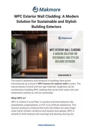 WPC Exterior Wall Cladding: A Modern Solution for Sustainable and Stylish Buildi