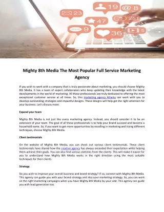 Mighty 8th Media The Most Popular Full Service Marketing Agency