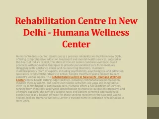 Best Addiction Treatment Centre In Delhi NCR - Humana Wellness Center