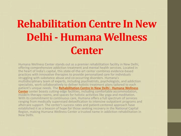 rehabilitation centre in new delhi humana wellness center