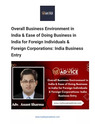 Overall Business Environment in India & Ease of Doing Business in India