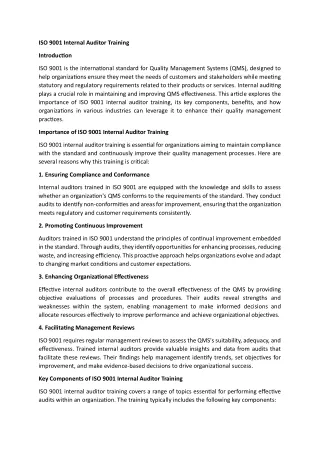 iso 9001 internal auditor training