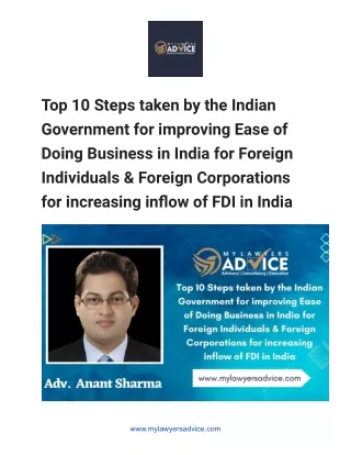 Top 10 Steps taken by the Indian Government for improving Ease of Doing Business in India - Google Docs