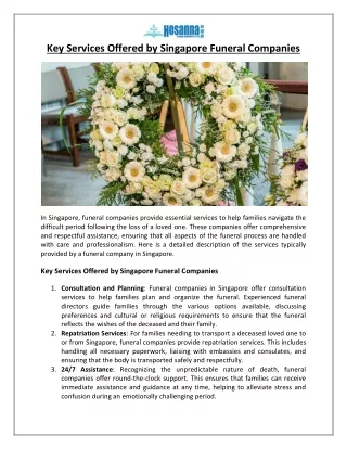 Key Services Offered by Singapore Funeral Companies