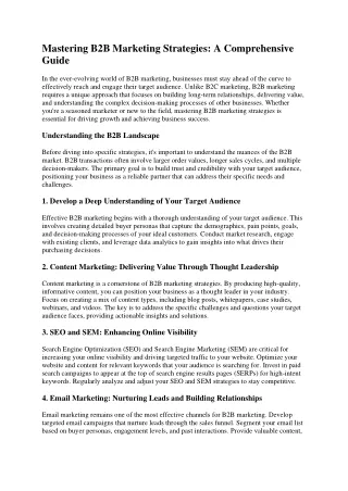 mastering b2b marketing strategies
