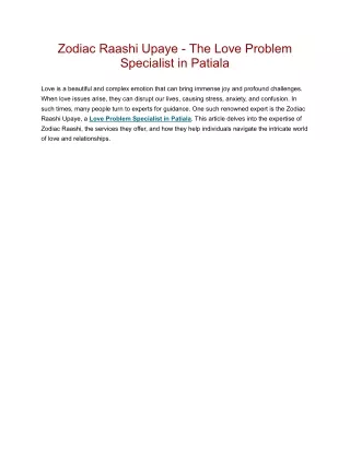 Zodiac Raashi Upaye - The Love Problem Specialist in Patiala