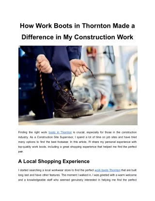 how work boots in thornton made a