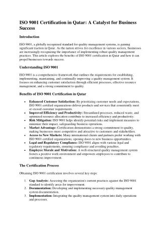 iso 9001 certification in qatar a catalyst