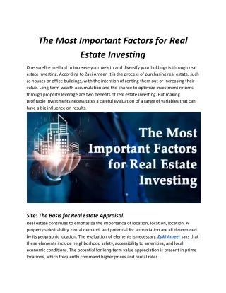 Key Determinants of Real Estate Investment Success