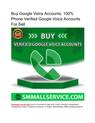 Buy Google Voice Accounts; 100% Phone Verified Google Voice Accounts For Sell