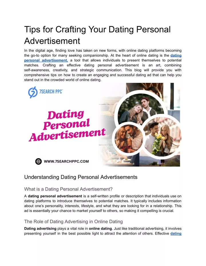 tips for crafting your dating personal