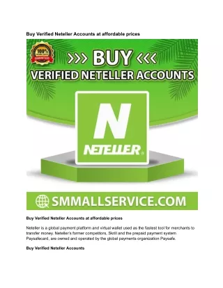 Buy Verified Neteller Accounts at affordable prices