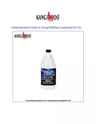 Comprehensive Guide to Using Rubbing Compound for Car