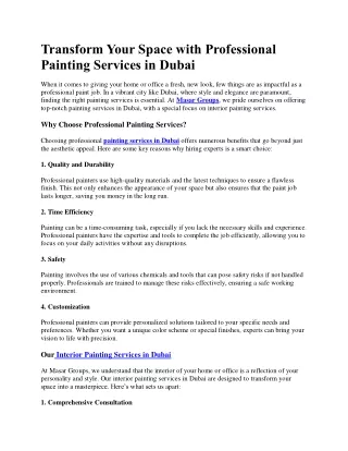 Transform Your Space with Professional Painting Services in Dubai
