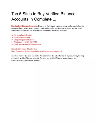 Top 5 Sites to Buy Verified Binance Accounts In Complete