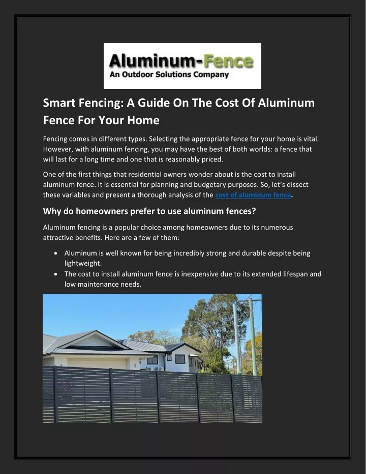 smart fencing a guide on the cost of aluminum