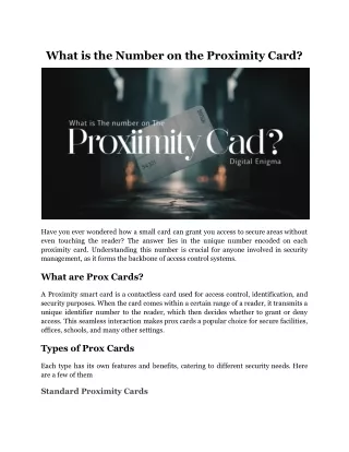 what is the number on the proximity card