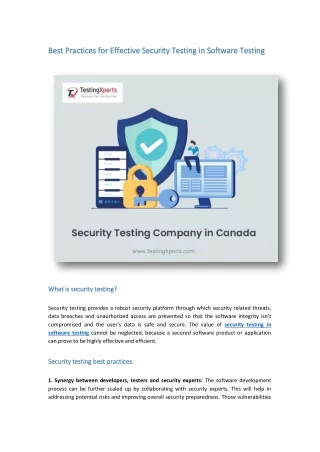 Best Practices for Effective Security Testing in Software Testing