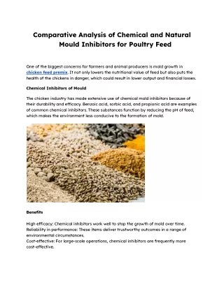 Comparative Analysis of Chemical and Natural Mould Inhibitors for Poultry Feed