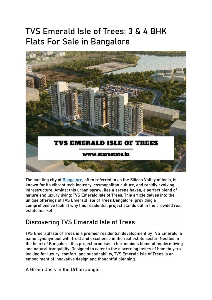 tvs emerald isle of trees 3 4 bhk flats for sale