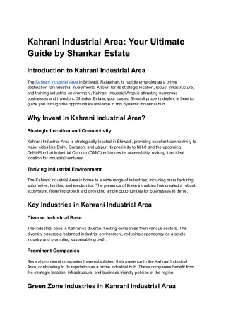 Kahrani Industrial Area_ Your Ultimate Guide by Shankar Estate