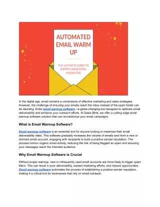 Boost Your Email Deliverability Overnight with Sales Blink's Email Warmup Software!