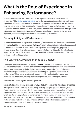 What is the Role of Experience in Enhancing Performance