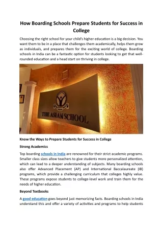how boarding schools prepare students for success