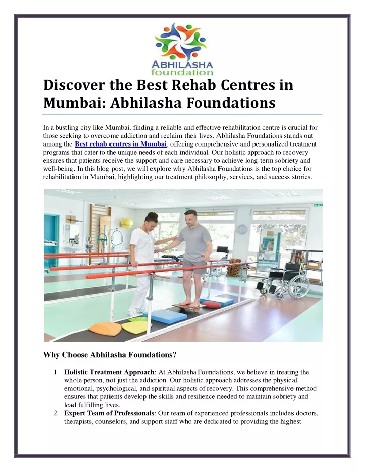 discover the best rehab centres in mumbai