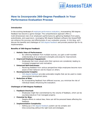 How to Incorporate 360-Degree Feedback in Your Performance Evaluation Process