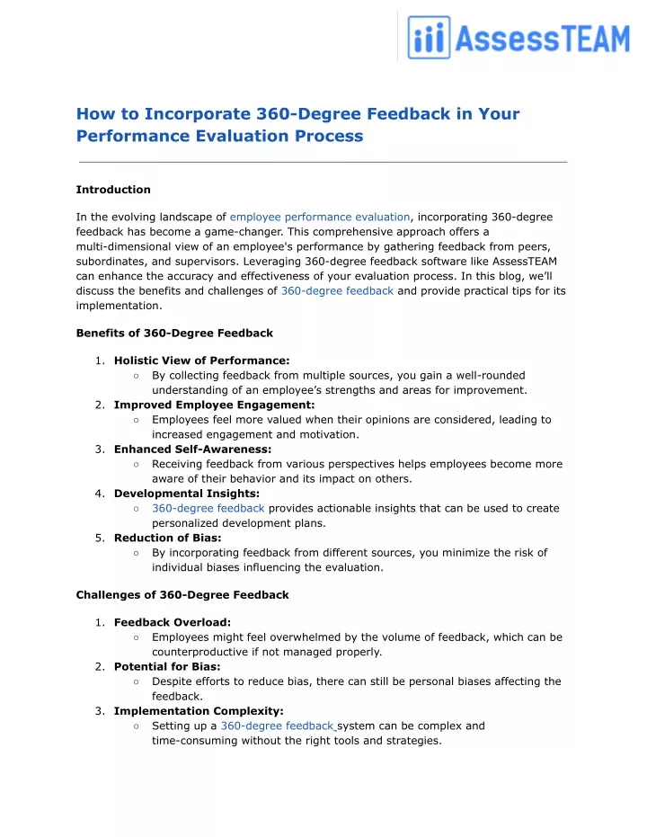 how to incorporate 360 degree feedback in your