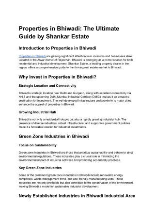 Properties in Bhiwadi_ The Ultimate Guide by Shankar Estate