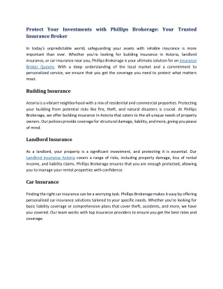 Protect Your Investments with Phillips Brokerage: Your Trusted Insurance Broker