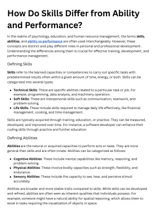 how do skills di er from ability and performance