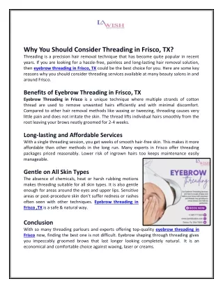 Why You Should Consider Threading in Frisco, TX