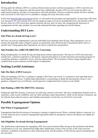 Expunging a DUI from Your Document: Is It Feasible?