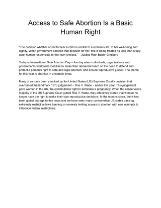 access to safe abortion is a basic human right