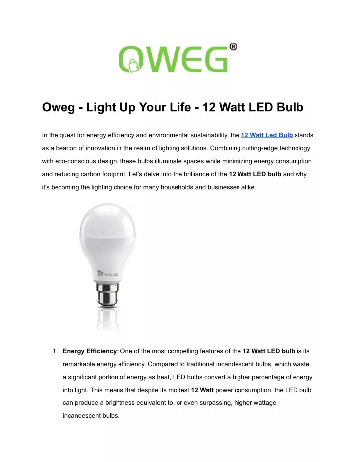 oweg light up your life 12 watt led bulb