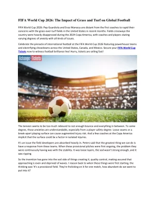 FIFA World Cup 2026 The Impact of Grass and Turf on Global Football