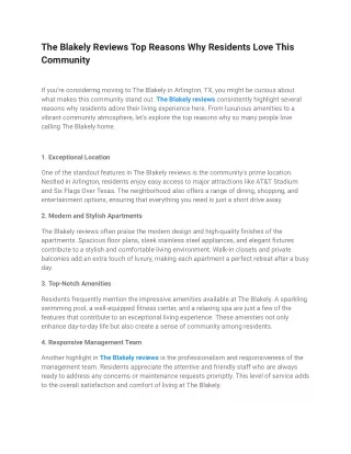 The Blakely Reviews Top Reasons Why Residents Love This Community