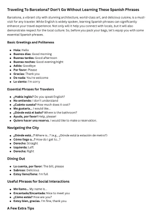 Traveling To Barcelona Don't Go Without Learning These Spanish Phrases