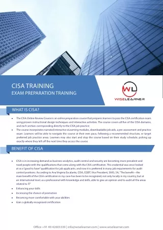 WL - CISA 2022 Certification and Training Course in Miyapur