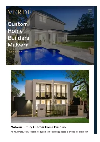 Custom Home Builders Malvern