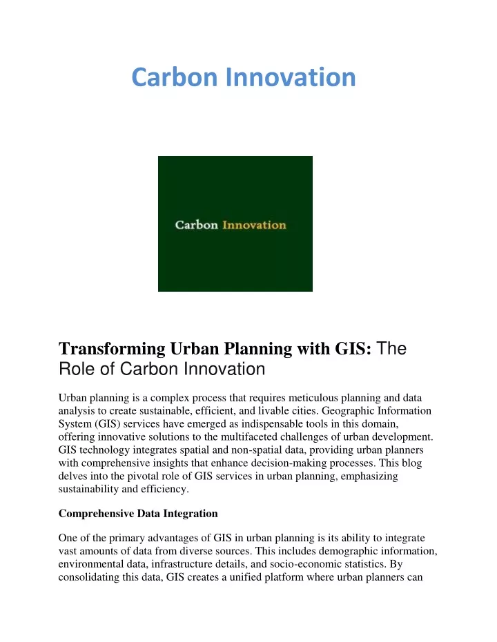 carbon innovation