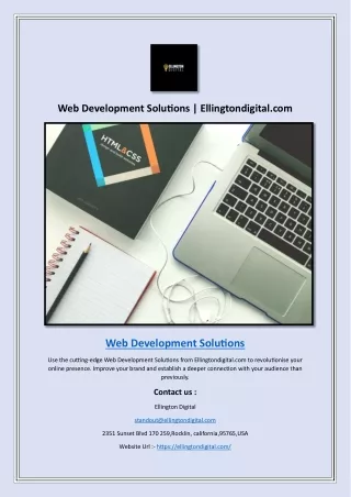 Web Development Solutions | Ellingtondigital.com