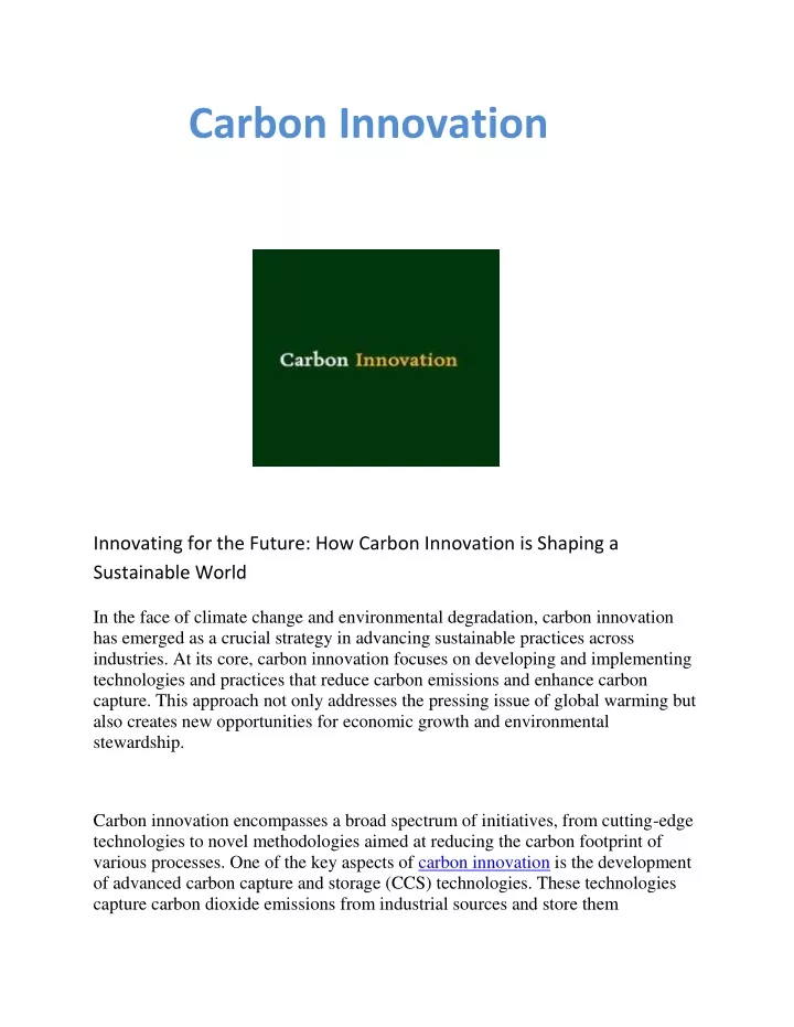 carbon innovation