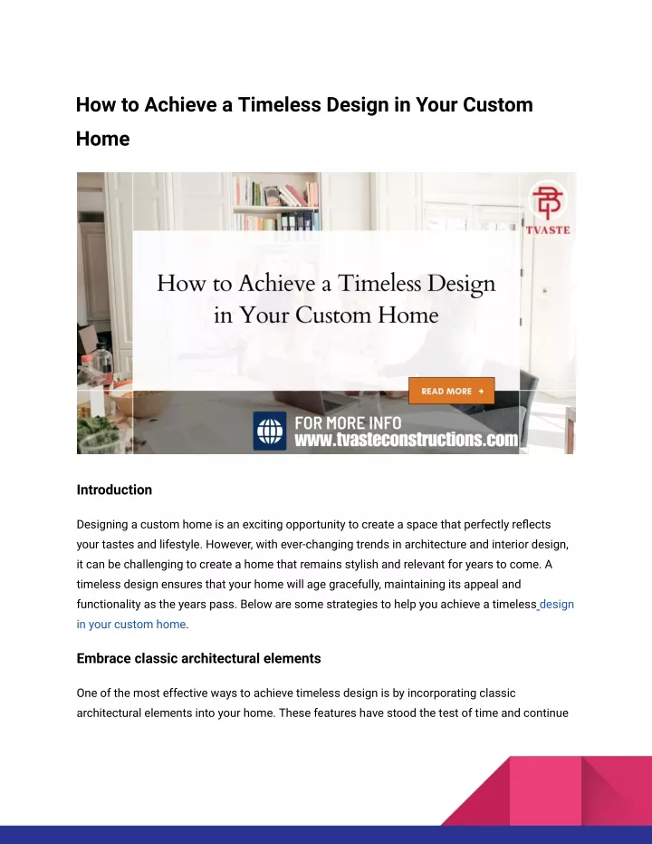 how to achieve a timeless design in your custom