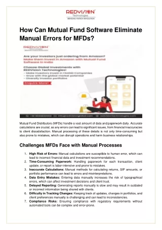 How Can Mutual Fund Software Eliminate Manual Errors for MFDs